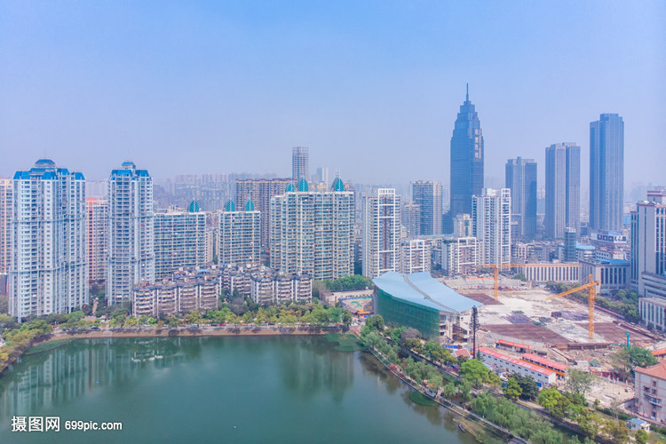 俯瞰武汉汉口城市高楼
